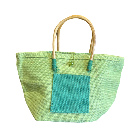 Stylish Green Cane Handle Bag - 10x6x3.5 Inch