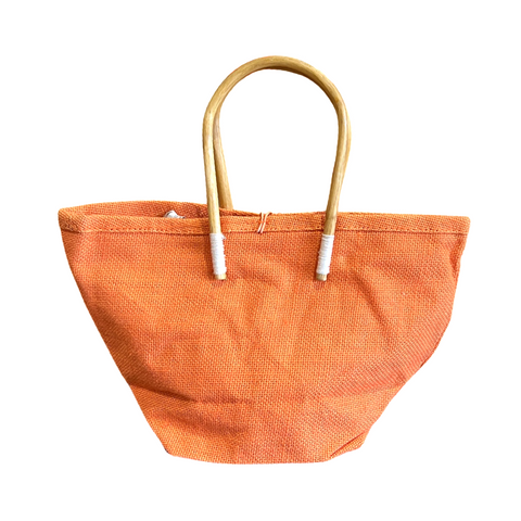Stylish Orange Cane Handle Bag - 12x7.5x4 Inch