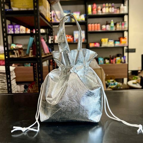 Potli Style Handbag - Silver