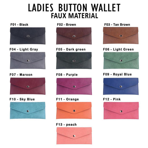Personalised Ladies Button Wallet - Imported
