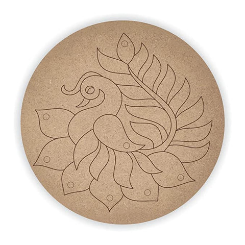 TCF INDIA - Peacock Pre Marked MDF Base for Painting Cutout