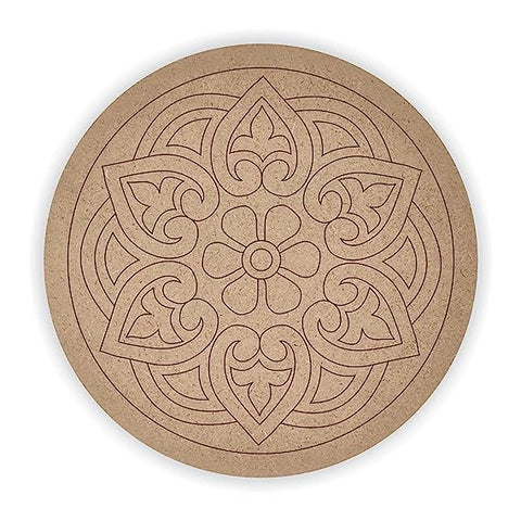 TCF INDIA - Pre Marked Wooden MDF Flower Mandala Shapes Painting Cutout