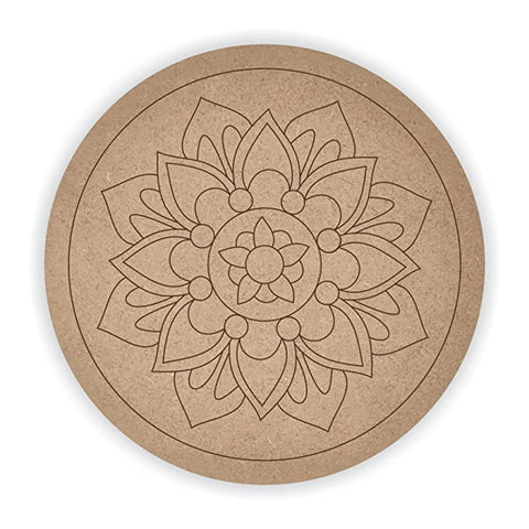 TCF INDIA - Pre Marked Wooden MDF Floral Design Shapes Cutout