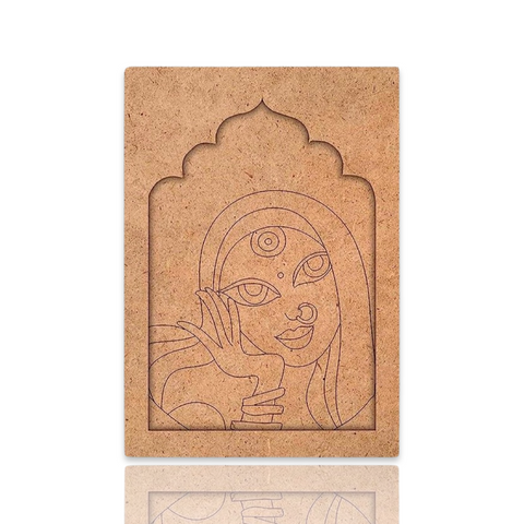 Cute Indian Lady Jharokha Design Premarked Cutout