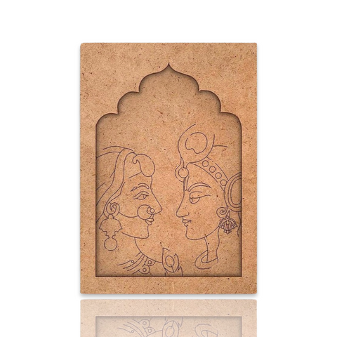 Radha Krishna Love Jharokha Design Premarked Cutout