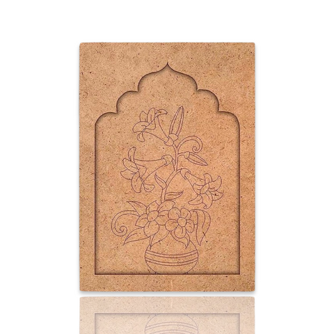 Floral Pot Jharokha Design Premarked Cutout